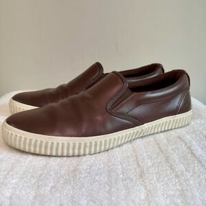 Andrew Marc chocolate brown leather slip on sneakers men’s size‎ 9